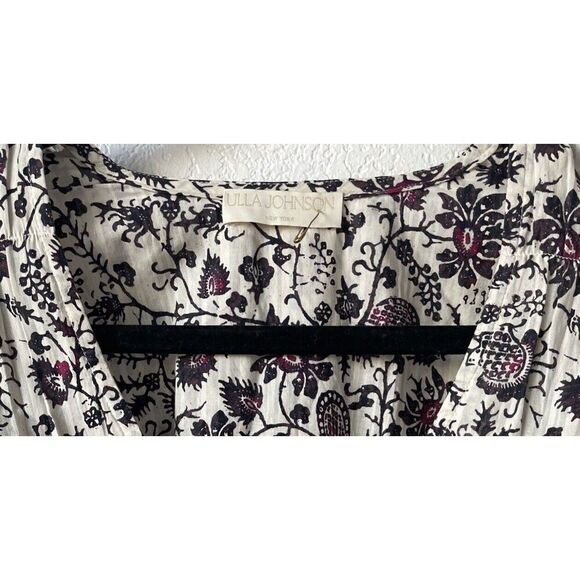 NEW $450 ULLA JOHNSON Lyria Flutter Sleeve  Floral Cotton Blend Midi Dress Sz 4 - Picture 6 of 7